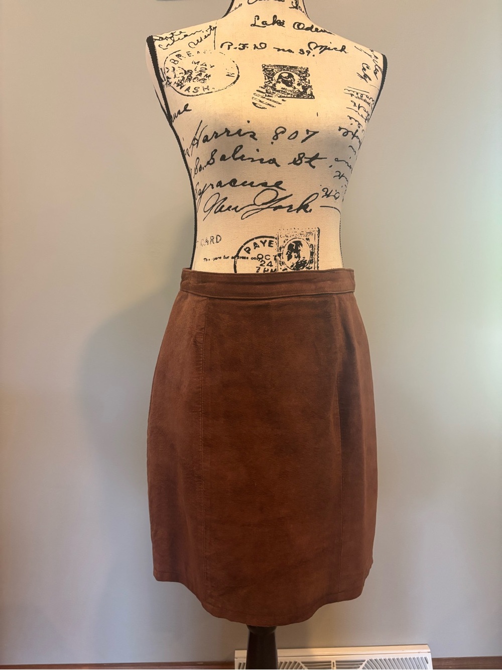 Women's Brown Suede Pencil Skirt
